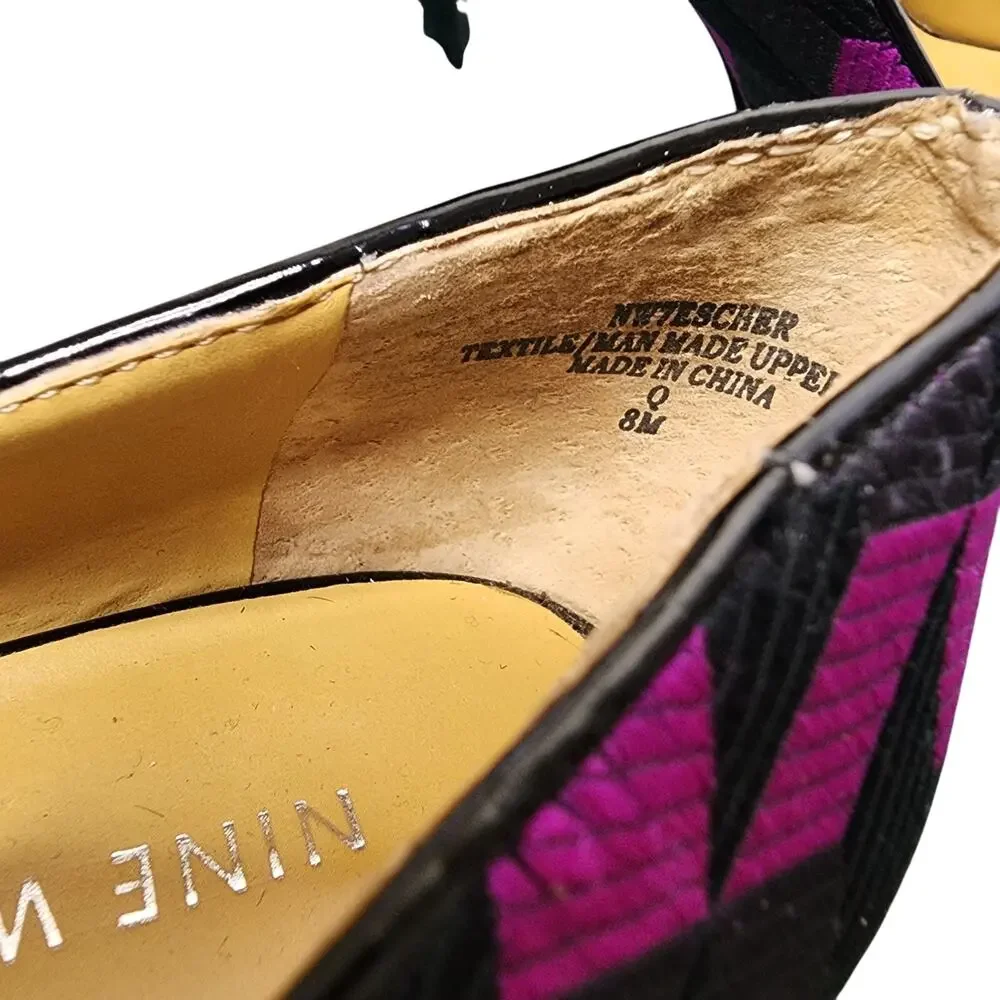 Nine West Women's Shoes, Purple & Black Fabric Peep Toe High Heel Pumps, Sz 8M
